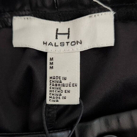 Halston Black Faux Leather Pants NWT Size Medium Black Leather Pants - Picture 6 of 8